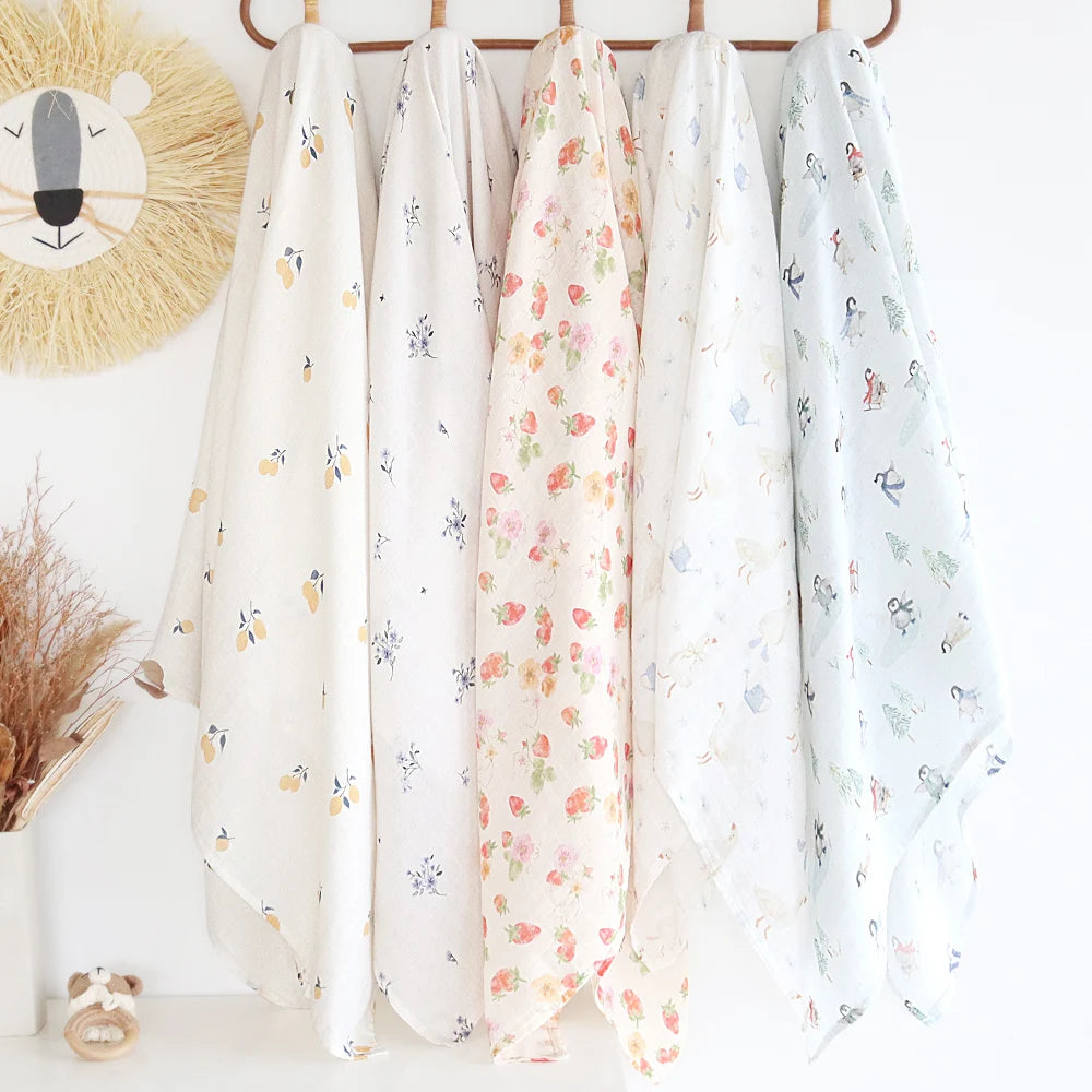 Extra Large Strawberry Bamboo Muslin
