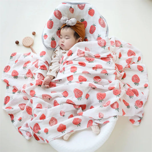 Extra Large Strawberry Bamboo Muslin