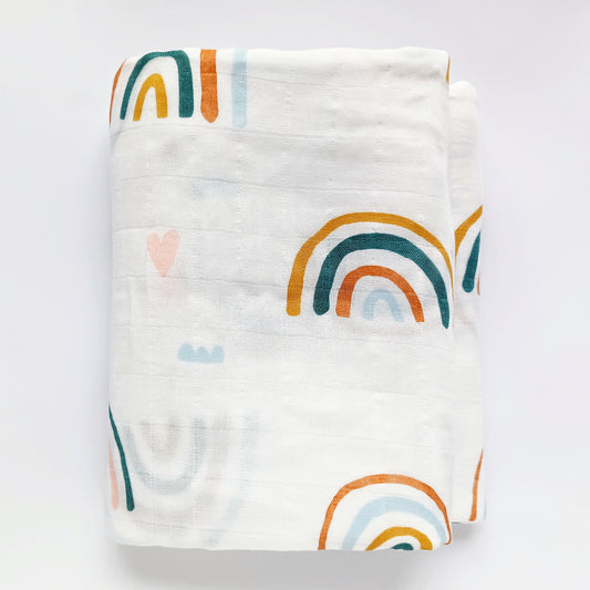 Extra Large Rainbow Bamboo Muslin