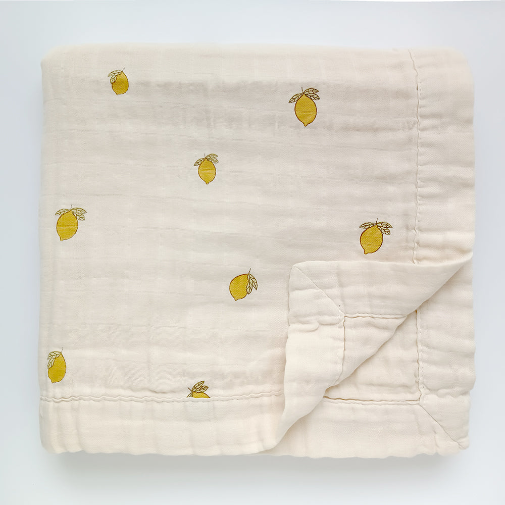 Four Layer Organic Cotton Lemon Blanket