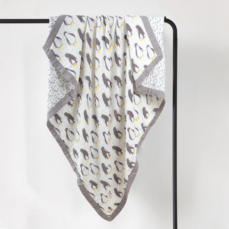 Four Layer Organic Cotton Penguin Blanket