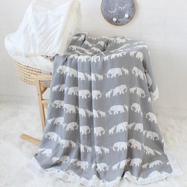 Four Layer Elephant Bamboo Blanket