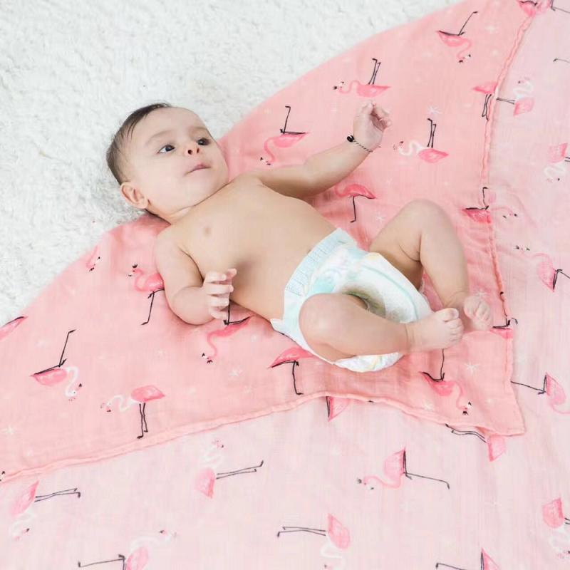 Extra Large Flamingo Bamboo Muslin