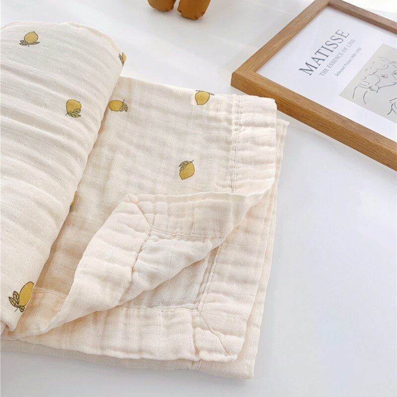Four Layer Organic Cotton Lemon Blanket