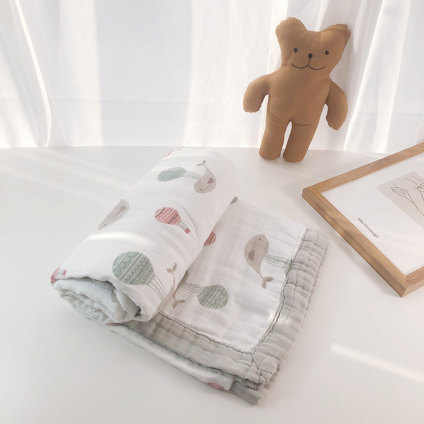 Six Layer Whale Bamboo Blanket