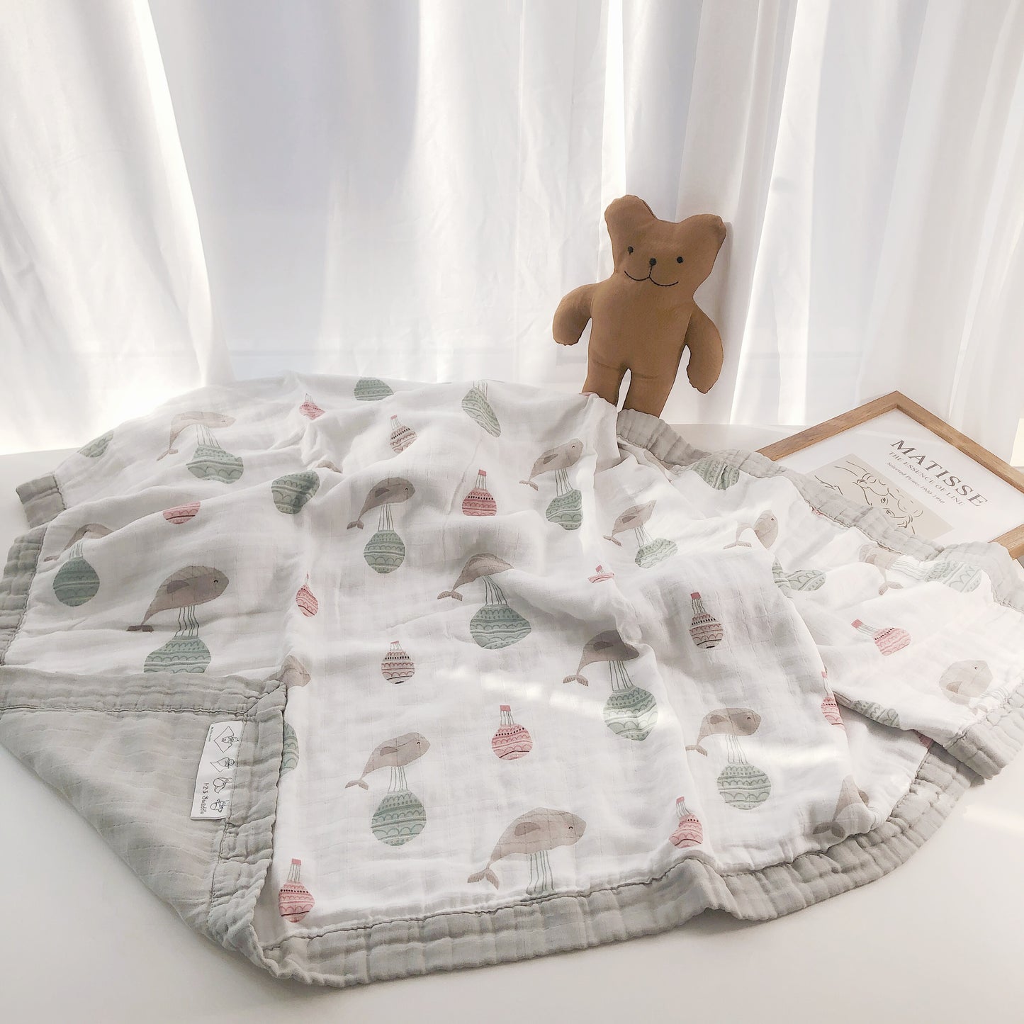 Six Layer Whale Bamboo Blanket