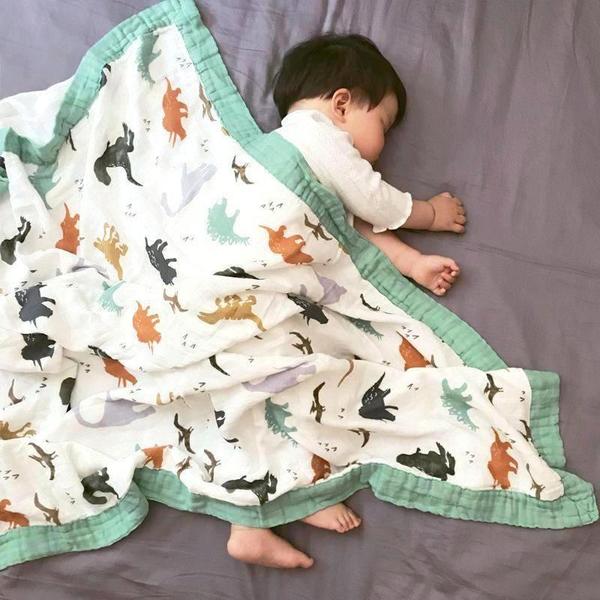Four Layer Dino Bamboo Blanket