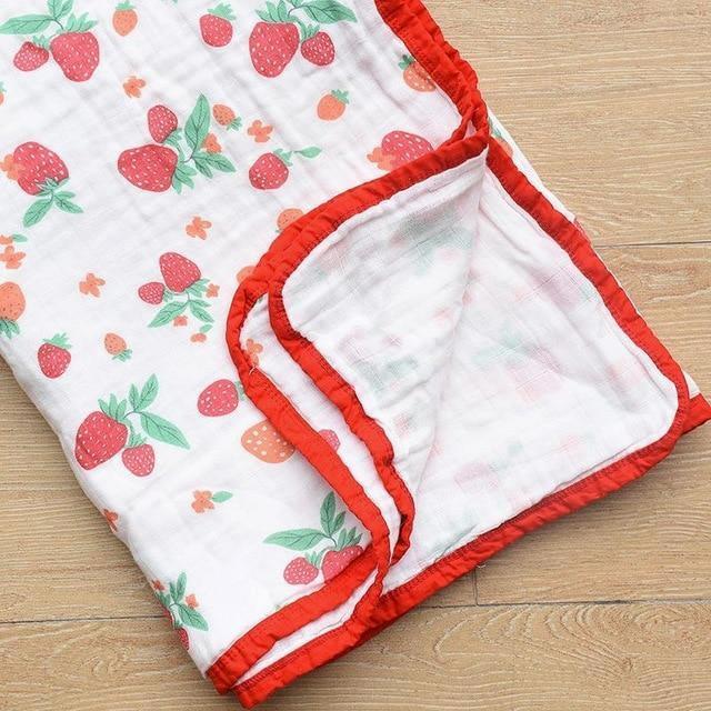 Four Layer Strawberry Cotton Blanket