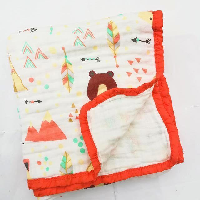 Four Layer Fox + Bear Cotton Blanket