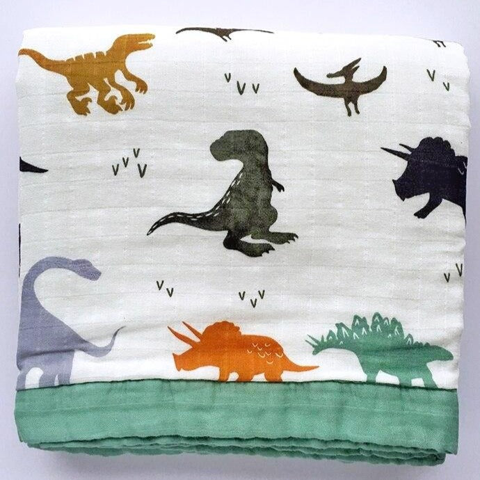 Four Layer Dino Bamboo Blanket