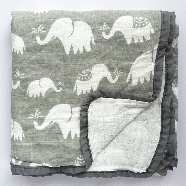Four Layer Elephant Cotton Blanket