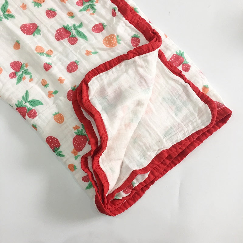 Four Layer Strawberry Cotton Blanket