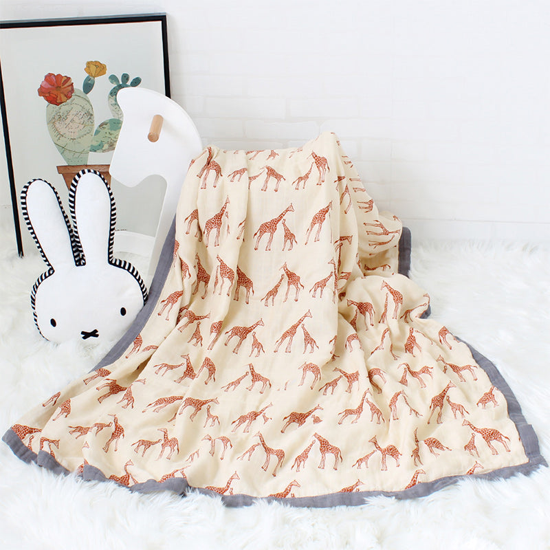 Four Layer Giraffe Bamboo Blanket
