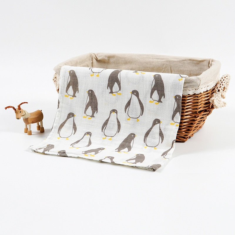 Organic Extra Large Penguin Cotton Muslin