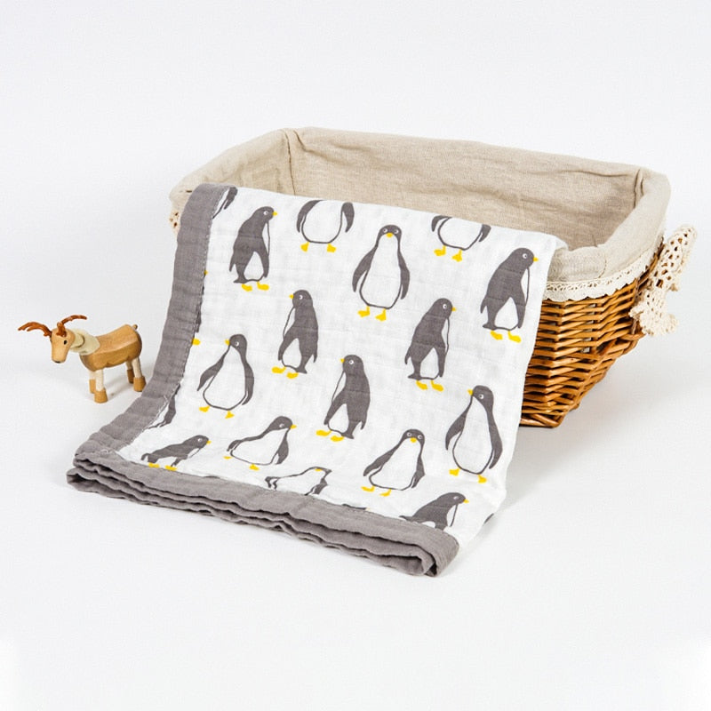 Four Layer Organic Cotton Penguin Blanket