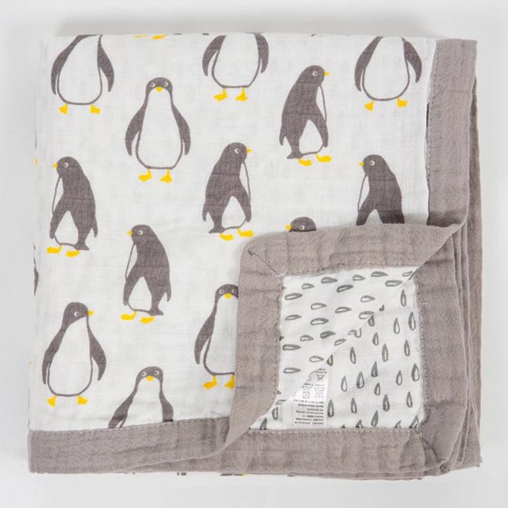 Four Layer Organic Cotton Penguin Blanket