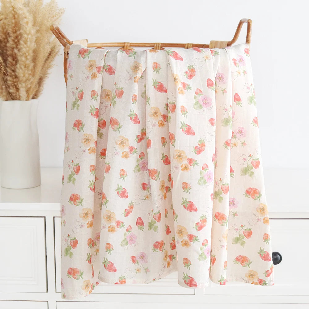 Extra Large Strawberry Bamboo Muslin
