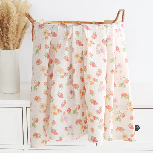 Extra Large Strawberry Bamboo Muslin