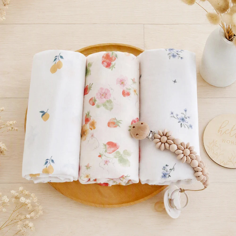 Extra Large Strawberry Bamboo Muslin