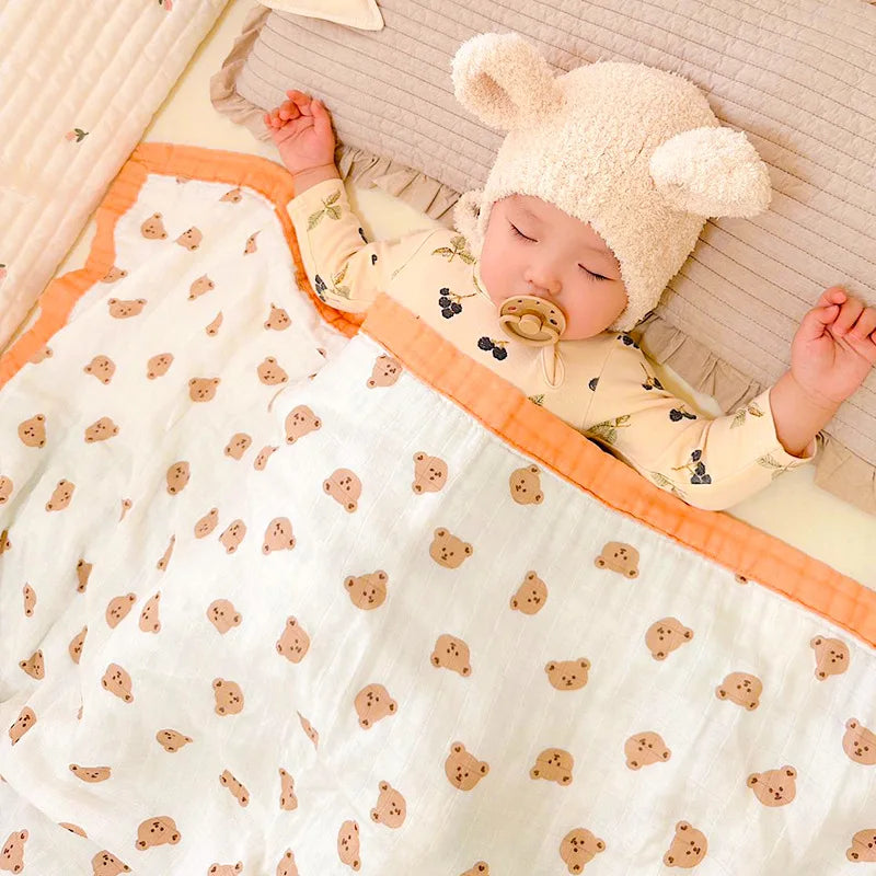 Four Layer Bear Bamboo Blanket