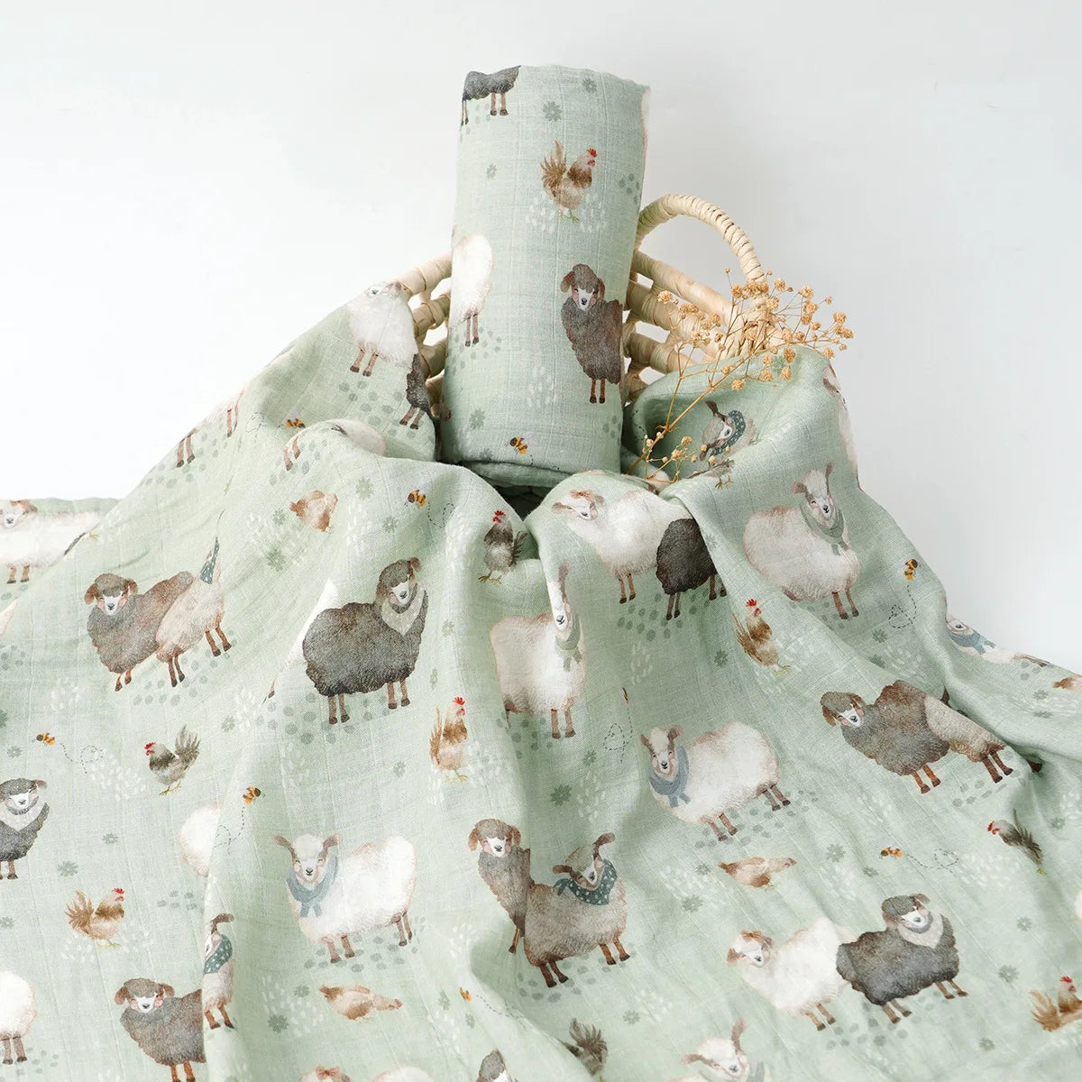 Extra Large Farmyard Bamboo Muslin
