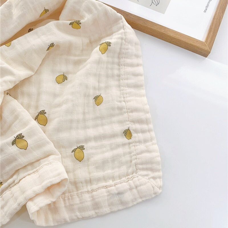 Four Layer Organic Cotton Lemon Blanket