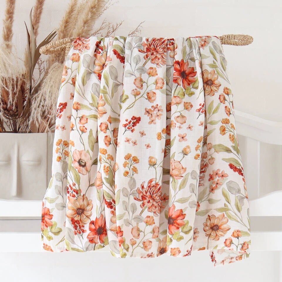 Extra Large Floral Bamboo Muslin