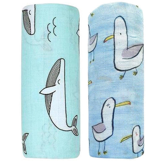 2 Pack Extra Large Sealife Bamboo Muslins