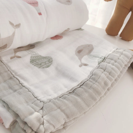 Six Layer Whale Bamboo Blanket