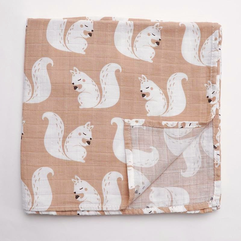 Organic Extra Large Squirrel Cotton Muslin