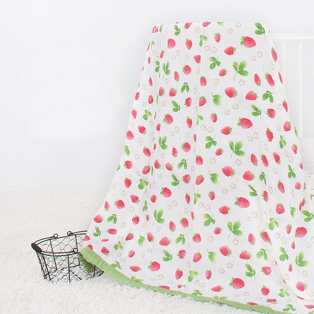Four Layer Strawberry Bamboo Blanket