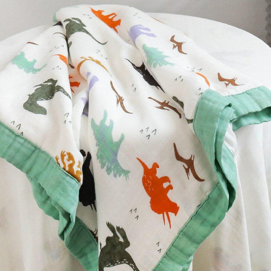 Four Layer Dino Bamboo Blanket