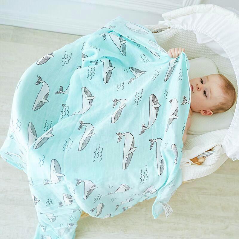 Extra Large Whale Bamboo Muslin