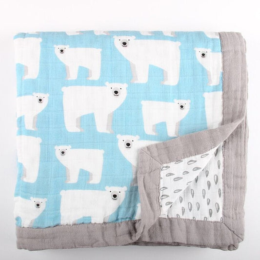 Four Layer Organic Cotton Polar Bear Blanket