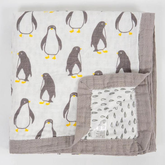 Four Layer Organic Cotton Penguin Blanket